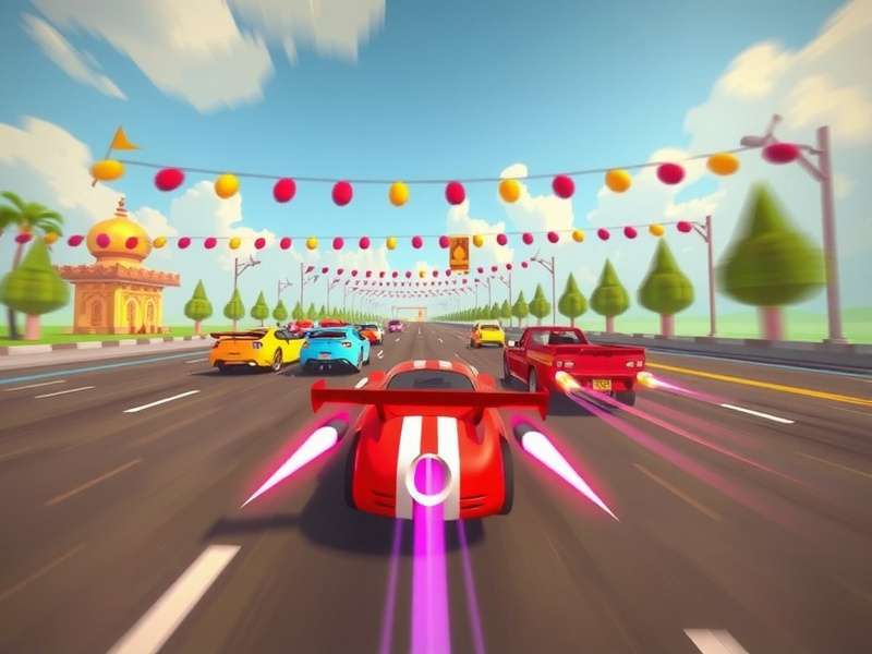 Park Flash Speedster gameplay screenshot showing high-speed racing action